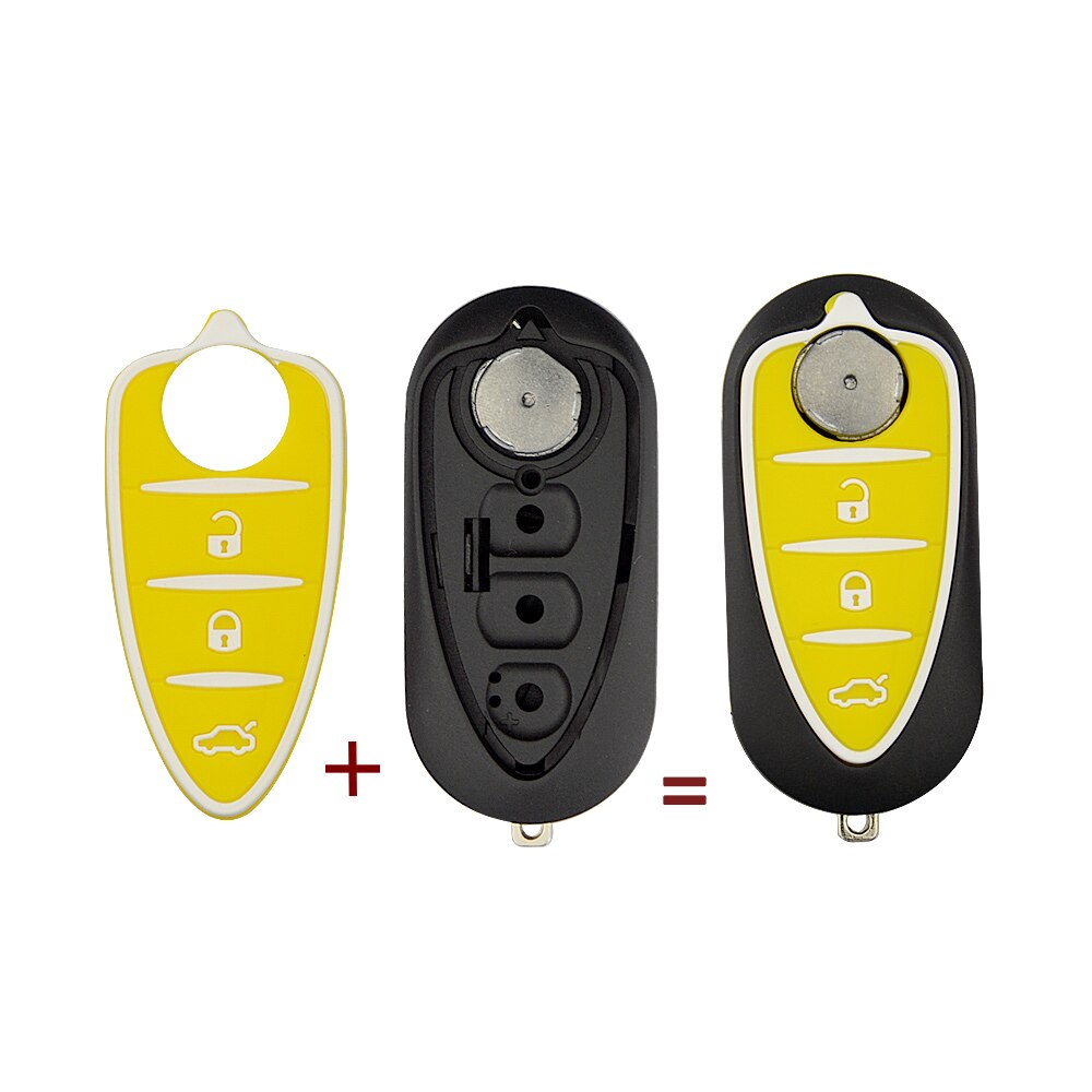 Okeytech 3 Knoppen Flip Vouwen Afstandsbediening Autosleutel Shell Voor Alfa Romeo Mito Giulietta159 Gta Vervangende Auto Sleutel Cover Ongesneden blade: Yellow