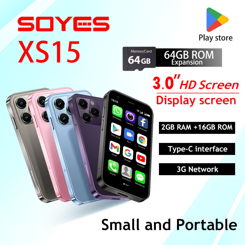SOYES XS15 3,0-Zoll-Mini-Smartphone – Android-System 3G-Netzwerk Dual-SIM 2 GB + 16 GB mit Google abspielen Geschäft – mehrere Farben