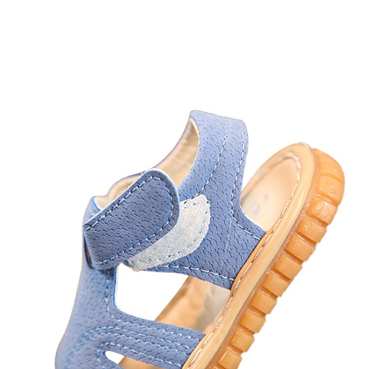 Baby sandaler spædbørn børn blød sål skridsikker lukkede sandaler 0-2 y drenge piger sommer flade knirkende sko baby first walkers