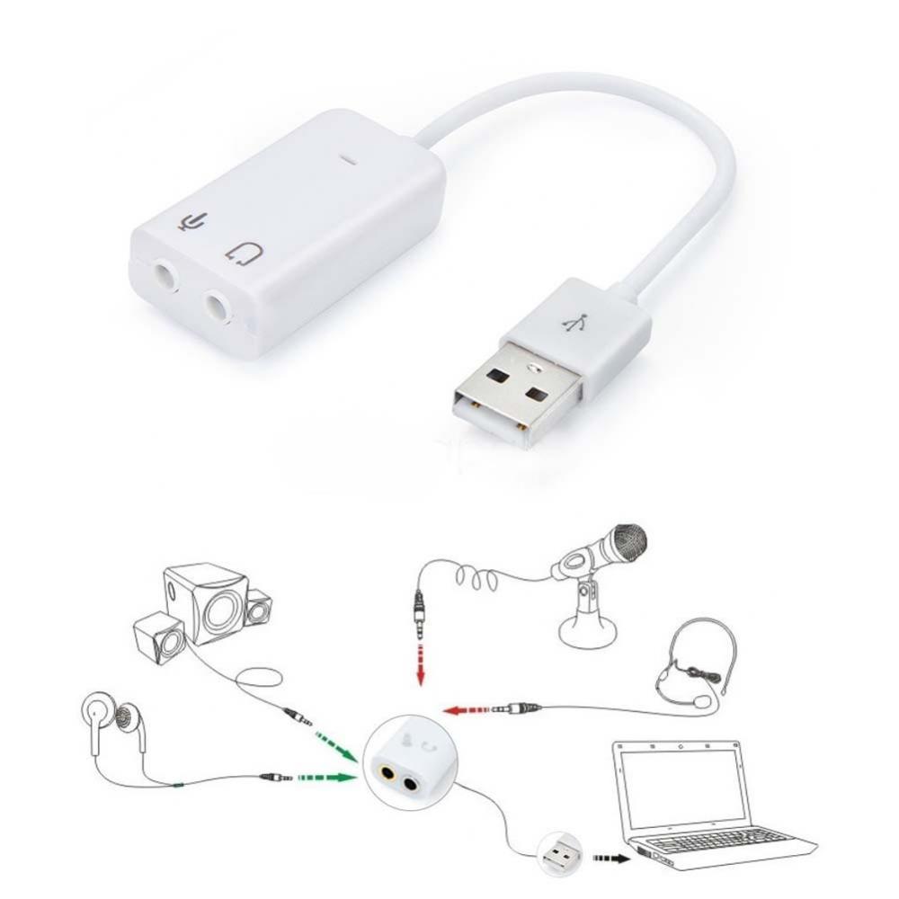 Portable usb sound card adapter with , 3d- virtual network audio song channels and cable