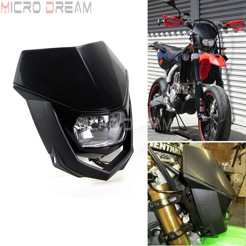 Motocross Dirt Bike Offroad Enduro H4 Headlight Universal 12V 35w Motorcycle Headlamp Mask for Honda Yamaha Suzuki CRF WRF DR YZ