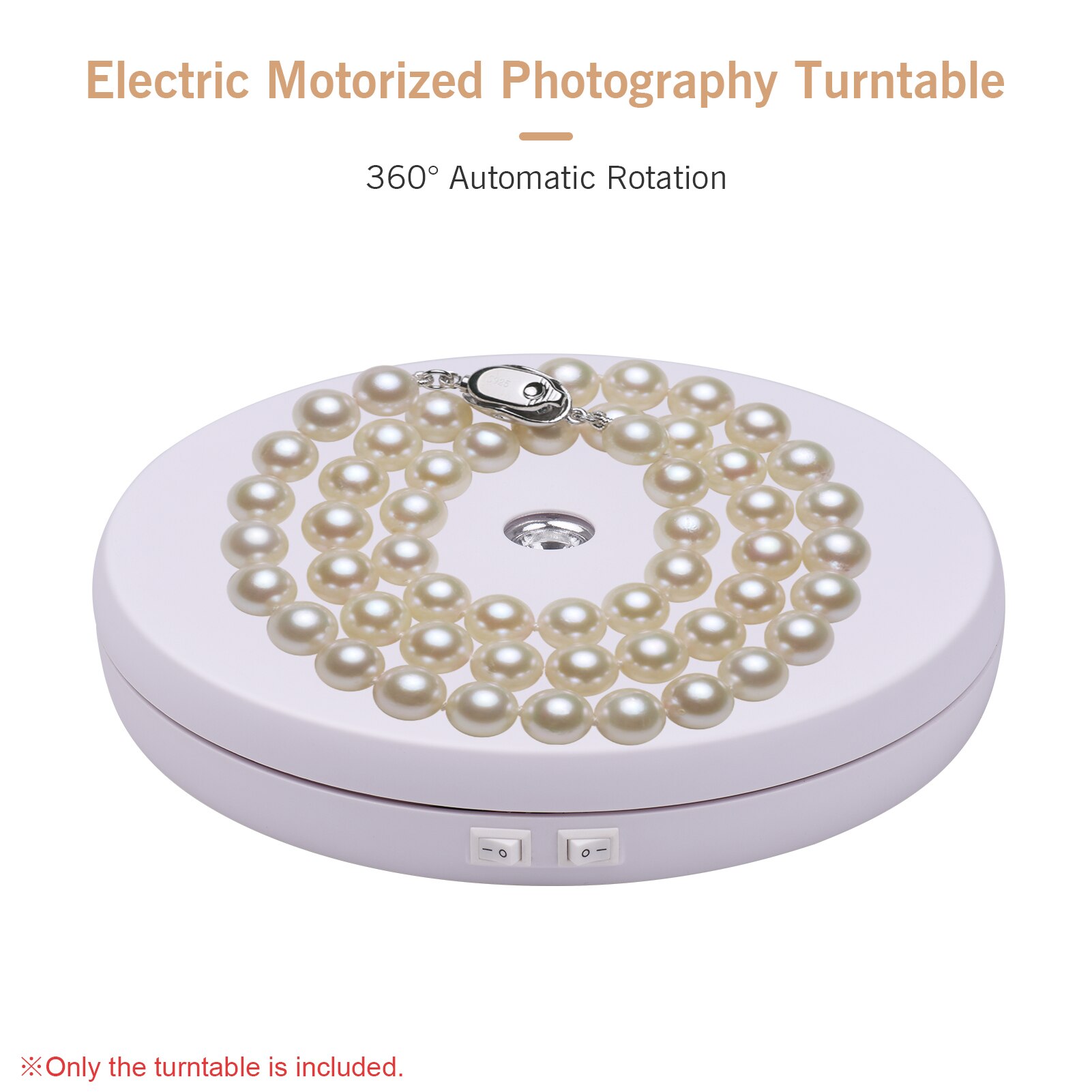 Electric Motorized Photography Turntable 360 Degree Rotatable Display with LED Light for Product Shooting Jewelry Watch Display