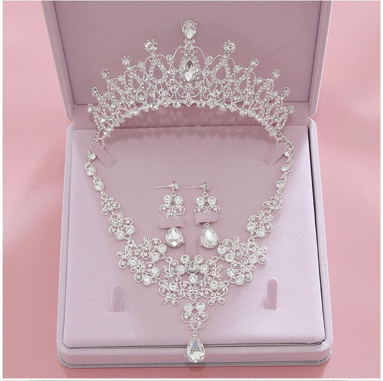 Crystal Wedding Bridal Sieraden Sets Vrouwen Tiara Kronen Bruid Earring Ketting Bruiloft Sieraden Accessoires