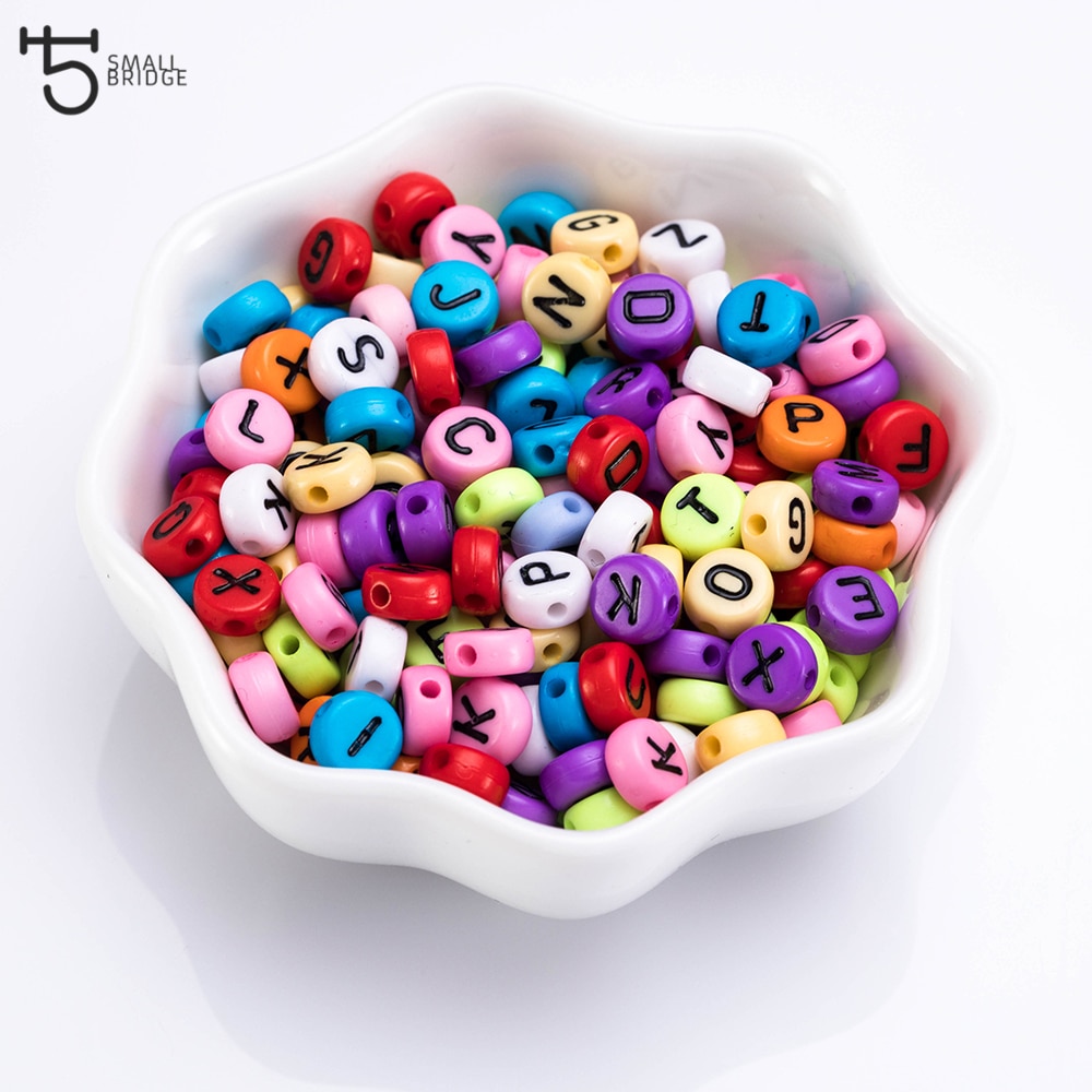 200 stuks Platte Ronde Acryl Letter Kralen voor sieraden maken Armband DIY Accessoires Alfabet Diy Kralen P600