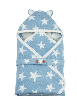 Sobres de punto de oso de dibujos animados para recién nacidos, sacos de dormir de otoño gris abotonada bebé infantil, saco de dormir, manta de primavera: 82W423 sky blue