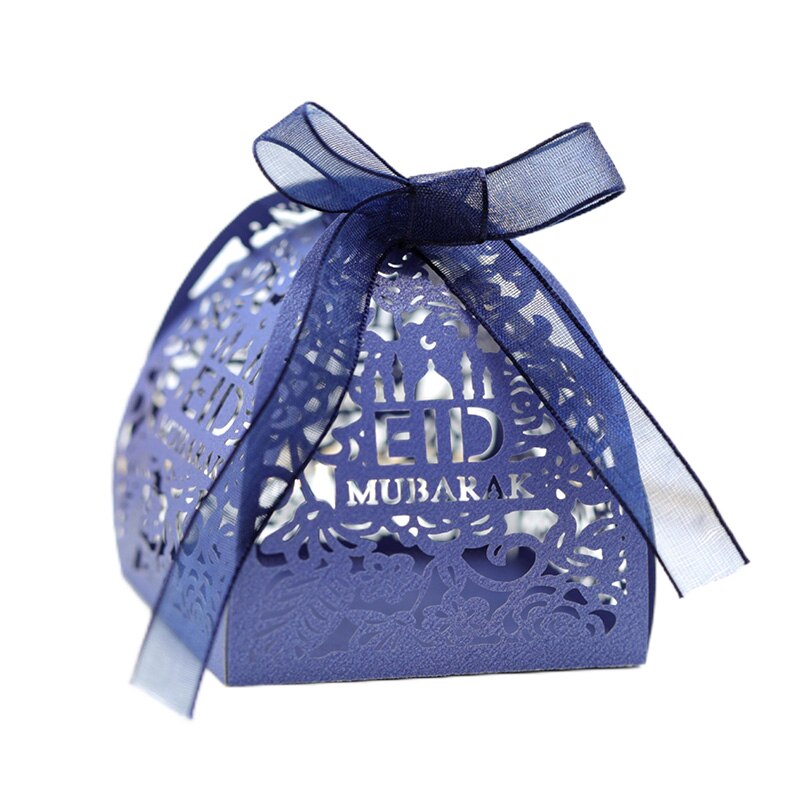 20/50Pcs EID Mubarak Candy Boxes Ramadan Kareem Biscuit Favor Boxes Hajj Islamic Muslim Eid Al-Fitr Festival Party Supplies: Dark Blue / 50pcs