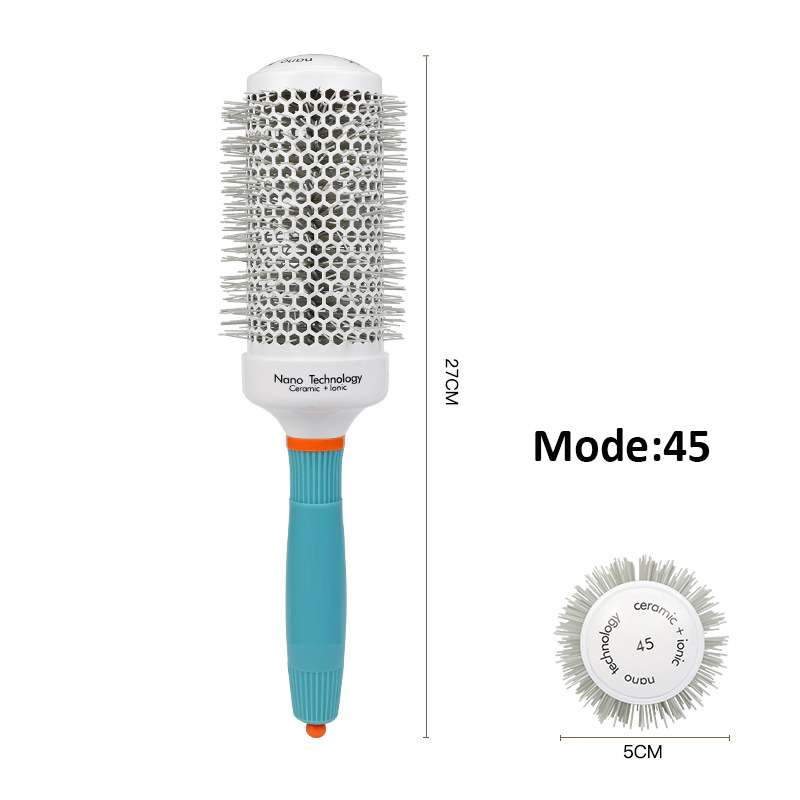 Ceramic Ion Hair Comb Salon Hair Brush Hair Styling Hairbrush Hairdressing Comb Round Curly Hair Rollers Tools Blue: 45