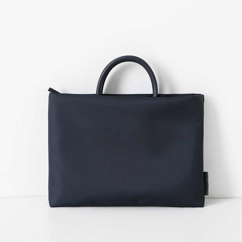 Portable document bags A4 work bag waterproof briefcase men women business office meeting bag information handbag computer bag: blue L 45-35CM