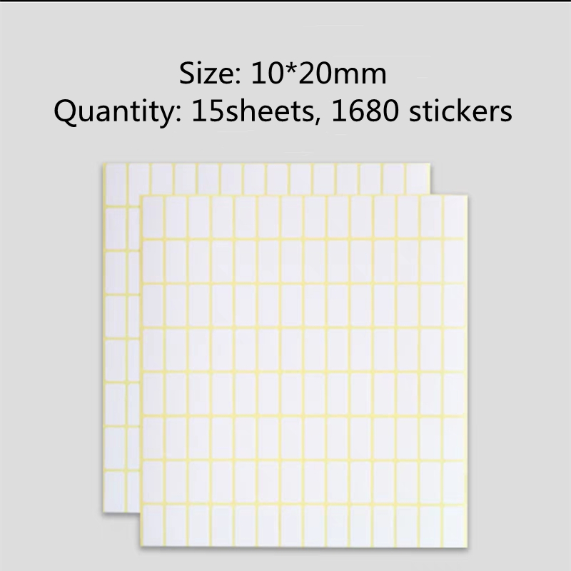 15Sheets Paper Self Adhesive Sticky White Label Name Stickers Blank Note Label Bar DIY Stationery Sticker Various Sizes Optional: Red