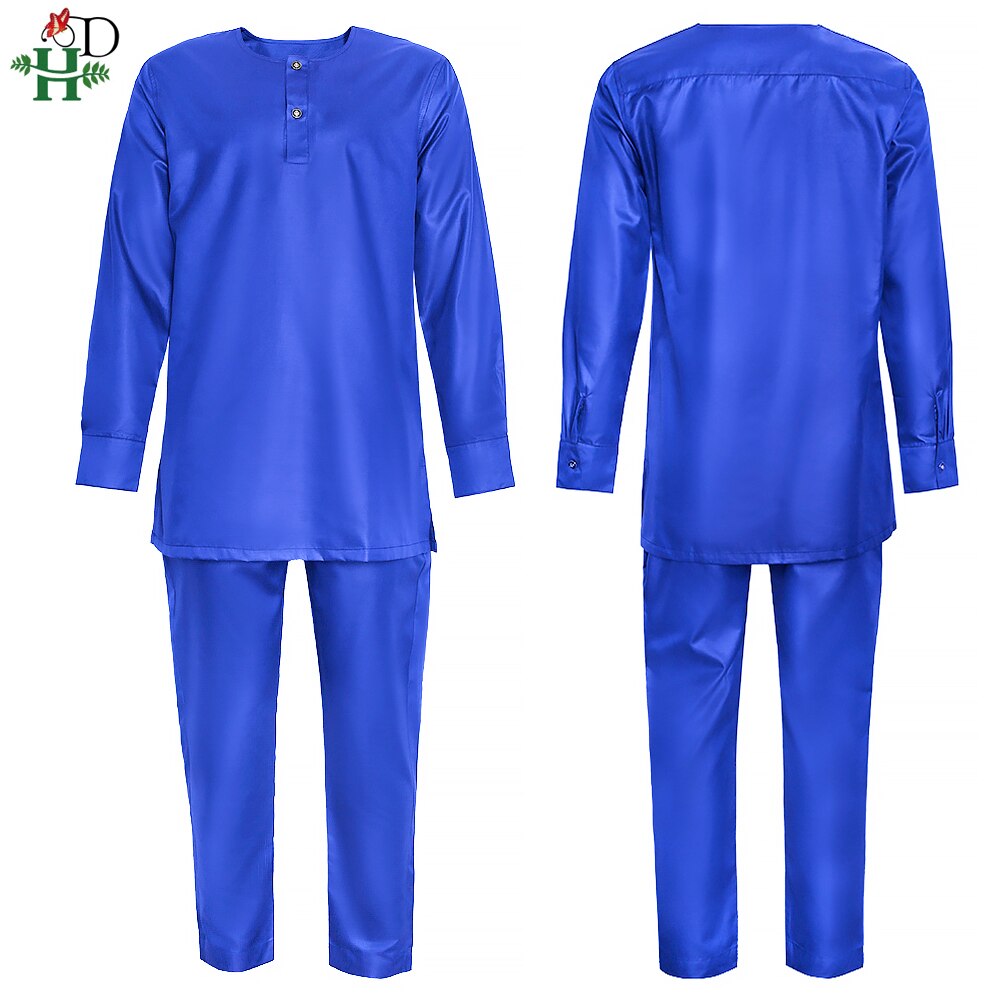 H&amp;D 3 PCS Set Agbada African Clothes For Men Long Sleeve Shirt Pants Robes Suit Ankara Dashiki Embroidery Boubou Tenue Africaine