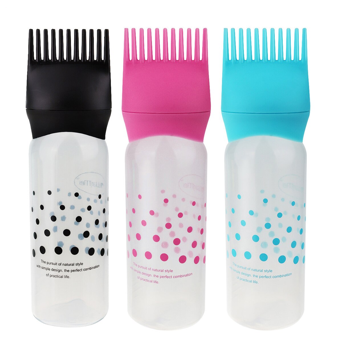 3 farver shampoo flaske plast olie kam applikator flasker stor kapacitet dispensering salon hårfarvning styling tilbehør
