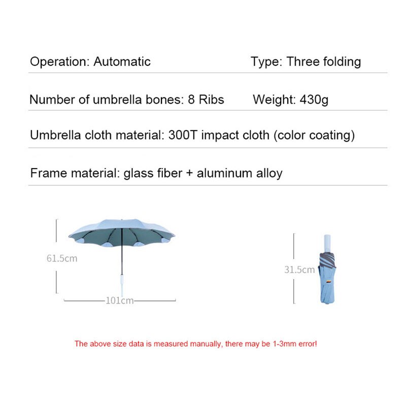 Automatische Paraplu 3 Vouwen Mannelijke Vrouwelijke Parasol Anti-Uv Parasol Regen Vrouwen Winddicht Luxe Zakelijke