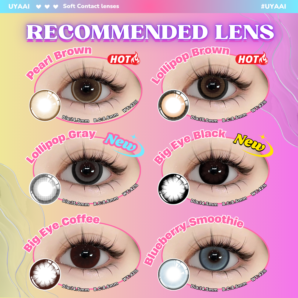 UYAAI lentilles noires de grand diamètre 15mm lentilles de 14.5mm lentilles de Contact colorées pour les yeux lentilles pour grands yeux lentilles d'aspect naturel