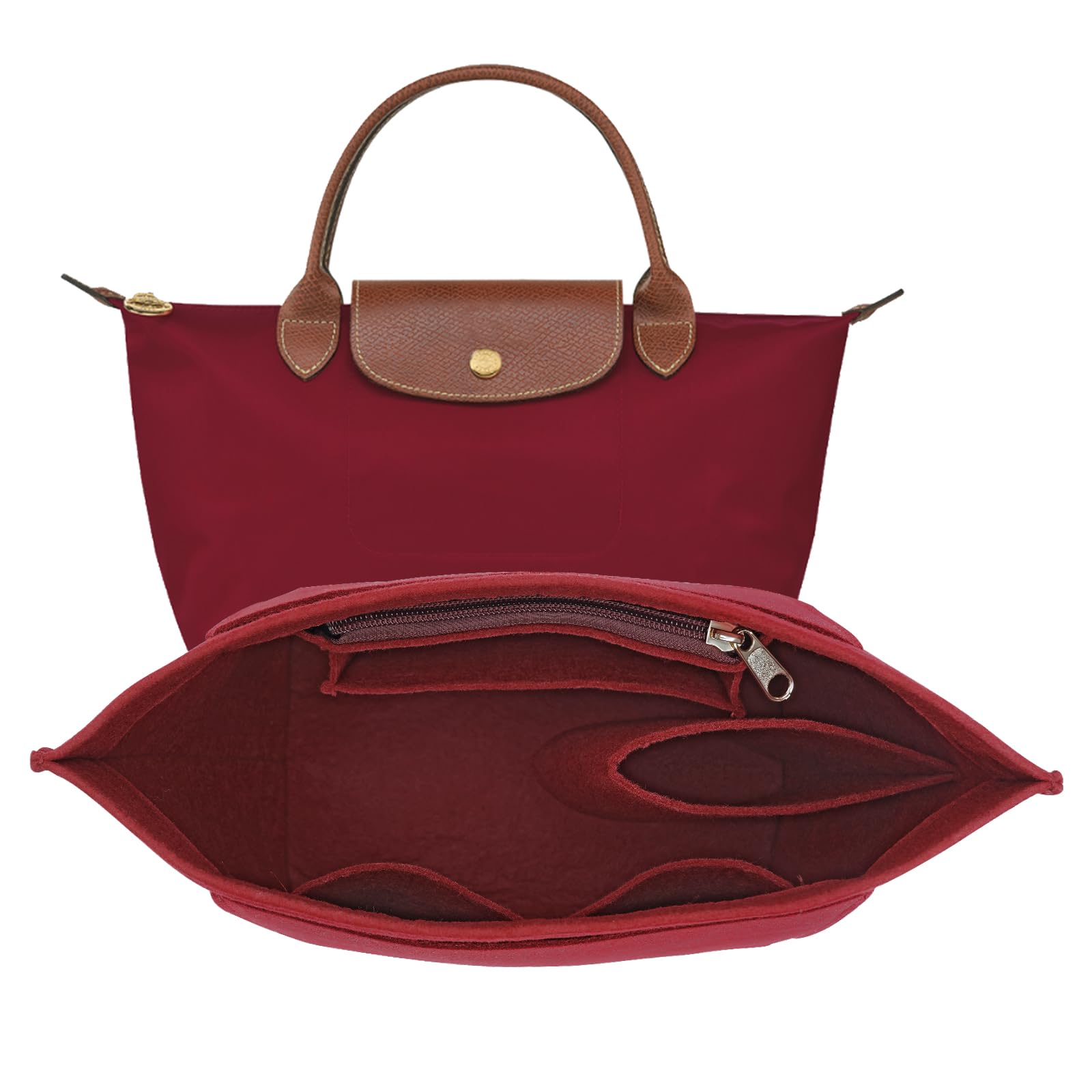 Insert d'organisateur de sac à main, organisateur de sac en feutre pour organisateur de sac à main, 5 couleurs, 3 tailles: M / Rouge Vin
