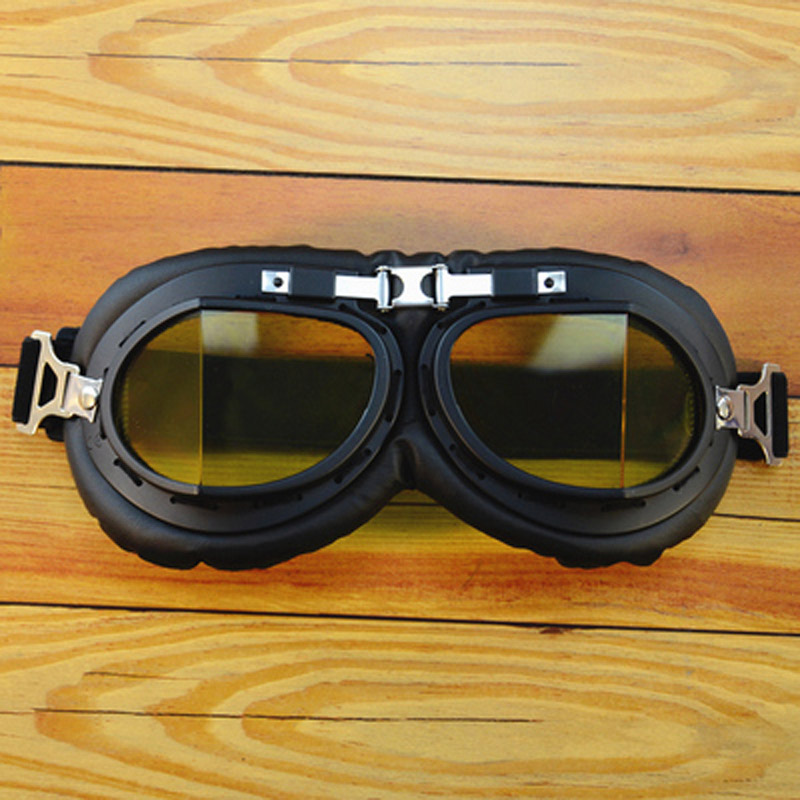 Lunettes de moto pour casque, pour pilote aviateur, rétro, en cuir PU, cuivre lunettes, pour Cruiser Cafe Racer: I
