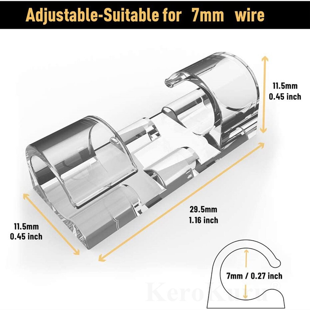 Adhesive Cable Organizer Clips Cable Management With Acrylic Double-Sided Tape Wire Manager Cord Holder USB Winder