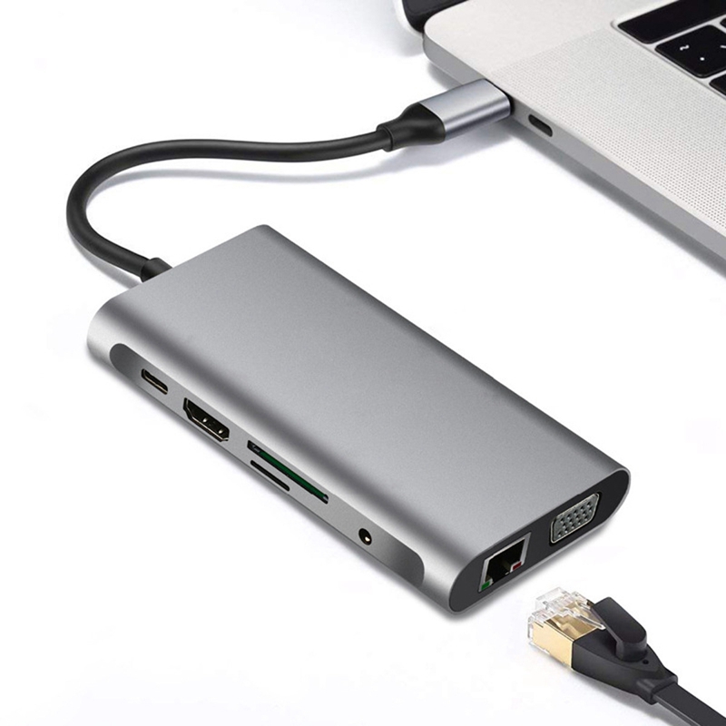 10 In 1 USB C HUB, Multi-Function Docking Station, USB C Hub PD Fast Charging, For PC, Laptop, TV, Etc.