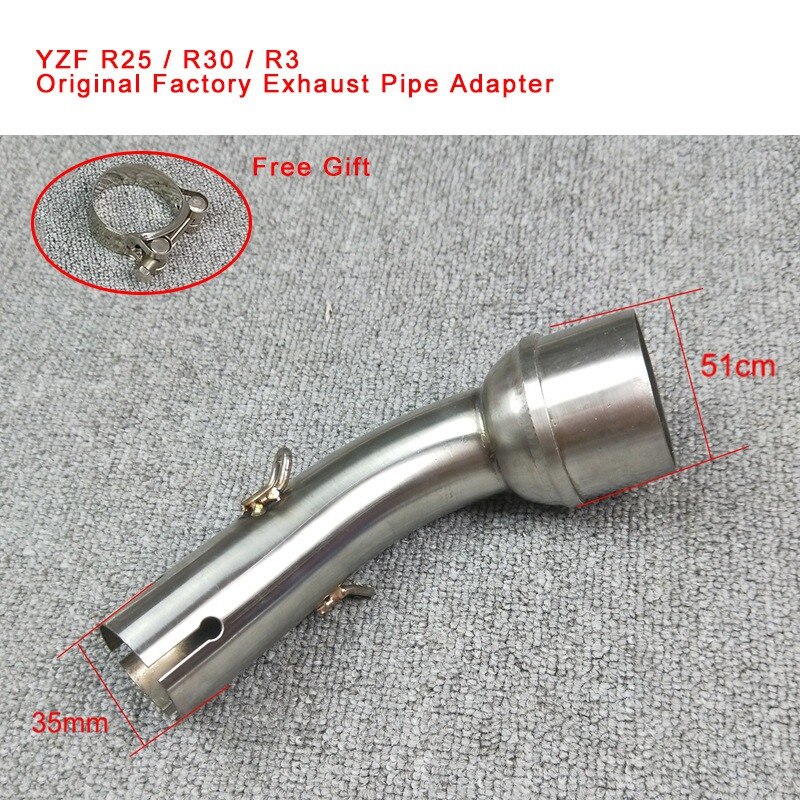 Motorcycle Exhaust Adapter 51MM Slip on Link Pipe Escape Mid Tube Clamp Connector for YAMAHA YZF R25 R30 R3