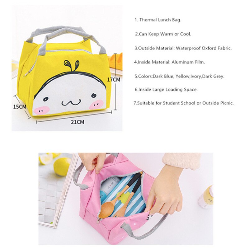 Fengdong insulated lunch bag for kids cute portable storage food bag thermal cooler picnic bag box waterproof school tote bag