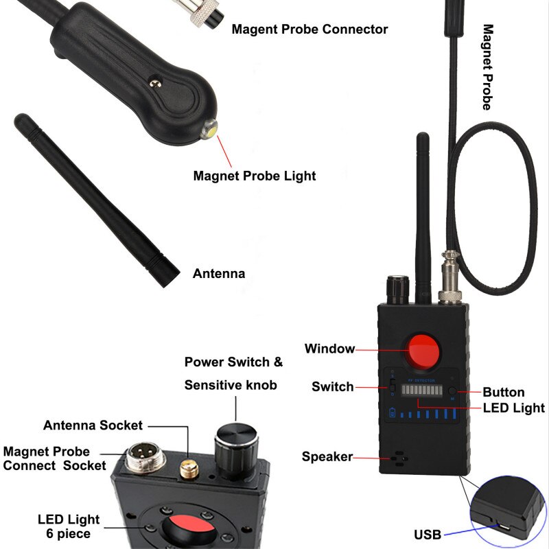 G328 Draadloze Mini Camera Finder Bug Tracker Draagbare Radio Scanner Anti Spy Rf Detector Met Gps Signaal Anti-afluisteren