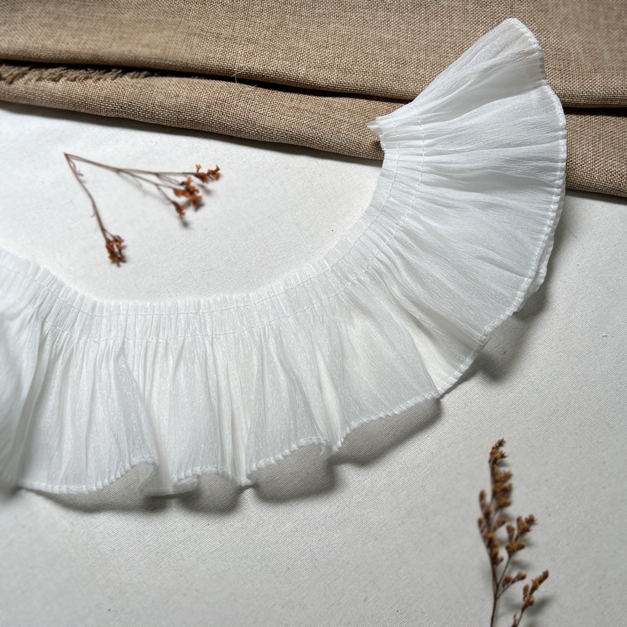 2/3/5 yards/lot 10 cm Dunne Zachte Abrikoos/Wit Kant Trim Ruche Kant voor jurk Zoom Applique SC322