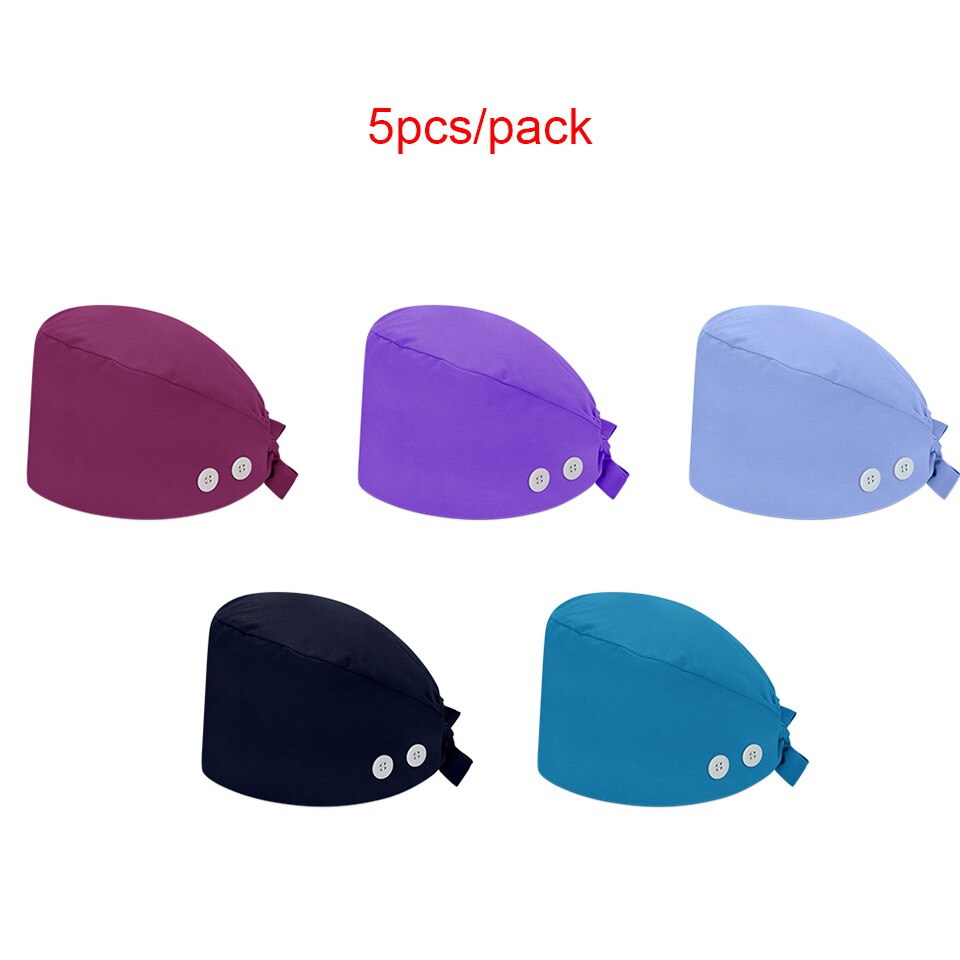 Unisex Adjustable Working Nurse Hat Bouffant Sanitary Cap Women Scrub Cap with Button Sweatband Cotton Nursing Caps Floral Print: Type A