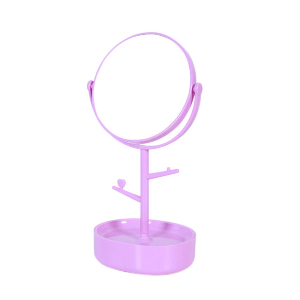 Tafelmodel dubbelzijdige make-upspiegel, make-upspiegel met draaibare make-upspiegel en opbergvak voor haaraccessoires (versterkende: Paars