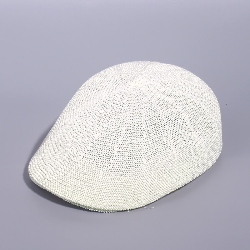 Boina, gorro de primavera verano para hombre y mujer, sombrero de gorra plana Ivy con rejilla transpirable para hombre y mujer, Boina de papel plano liso: B
