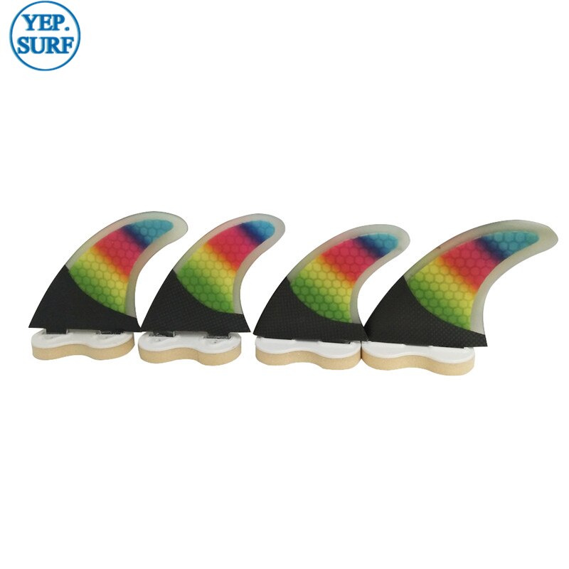 FCS aileron surf arc-en-ciel Fibre de carbone aileron quad palmes Quilhas multicolore planche de surf Fin