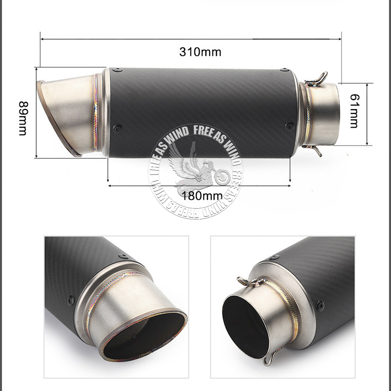 51mm 60mm 63mm Carbon Fiber sc Motorcycle Exhaust Muffler Escape for Motorcycle GP-project Universal Exhaust Modified Accessorie