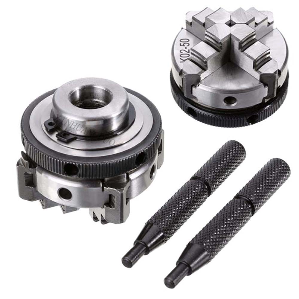 Lathe Chuck 50mm Mini 4 Jaw Reversible Self-Centering Thread Mount Lathe Chuck K02-50 +Chuck connecting rod