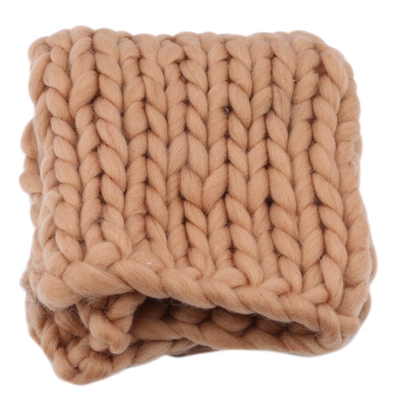 Arrivals knitted Wool Crochet Baby Blanket Newborn Photography Props Chunky Knit Blanket Basket Filler1: khaki