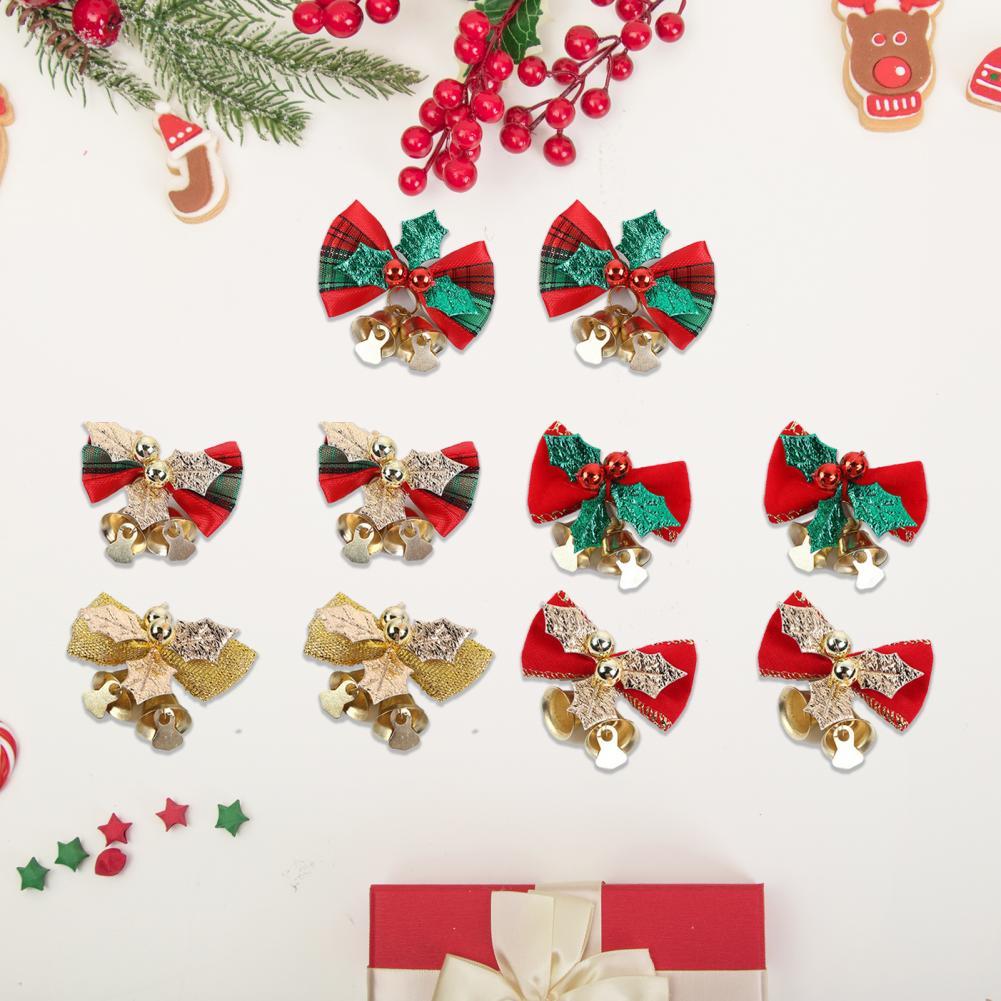 10 Stks/set Kerst Stijl Bell Decor Creatieve Stof Mooie Handgemaakte Bel Hanger Felgekleurde Bell Ornament Voor Thuis