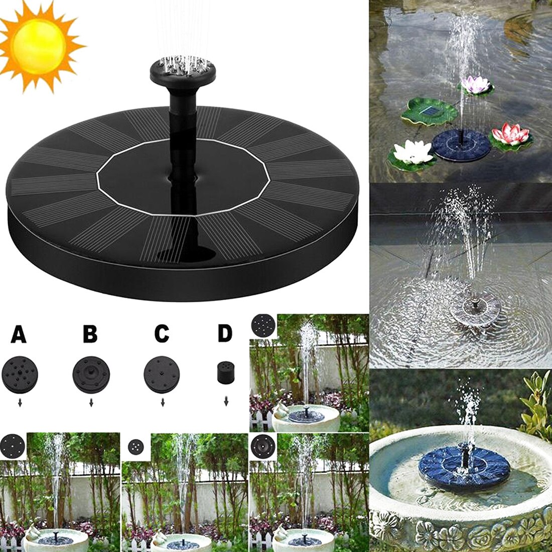 Solar Panel Floating Fountain Garden Decoration Mini Solar Powered Fountain Garden Pool Pond Water Fountain Pump