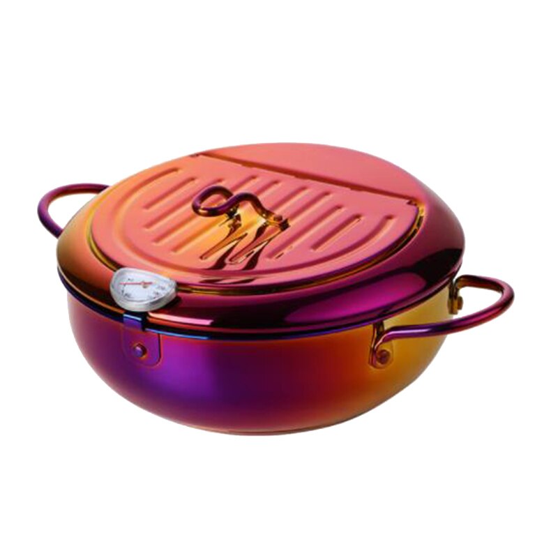 Frituren Pot Met Een Thermometer En Een Deksel 304 Roestvrij Staal Keuken Tempura Friteuse Pan Keuken Gereedschap