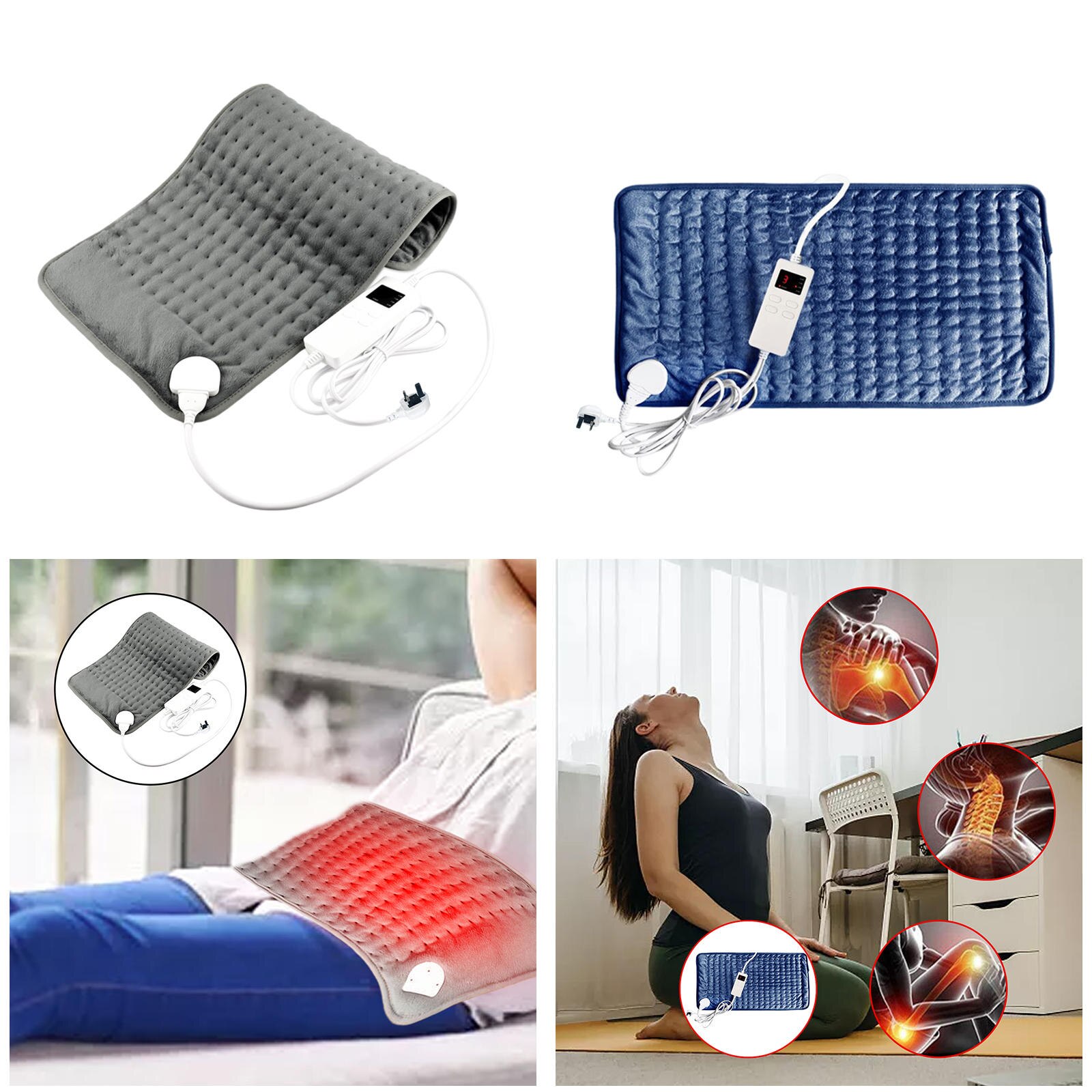 King Size Electric Heating Pad Auto Shut Off Pain Relief Fast Heating with 6 Heat Settings Thermal Wrap for Legs Cramps UK Plug