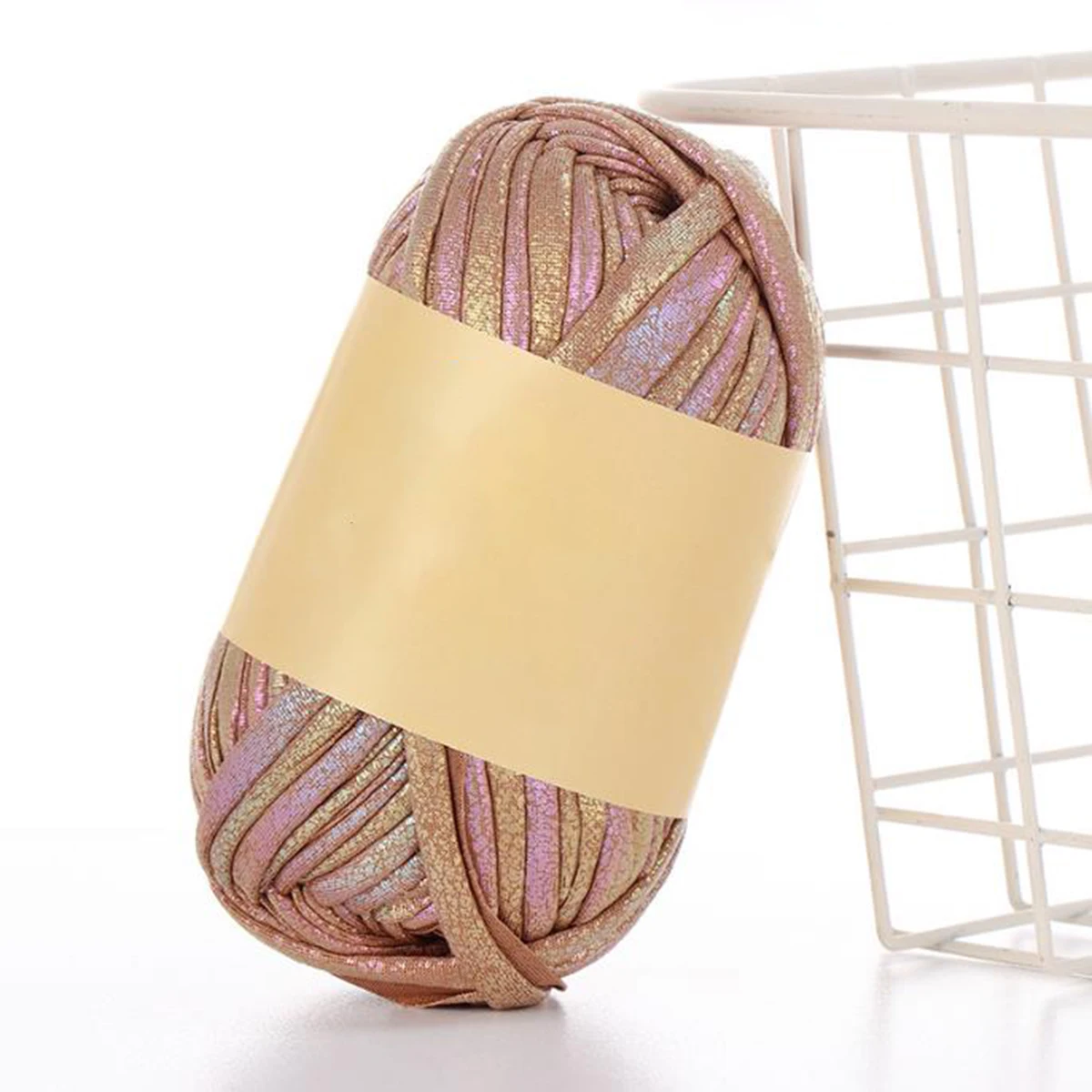 100g Imitation Leather Shiny Crochet Yarn，43.74yd Metallic Tshirt Yarn，DIY Hand Knitting for Bag Blanket Cushion Crochet Yarn: Khaki