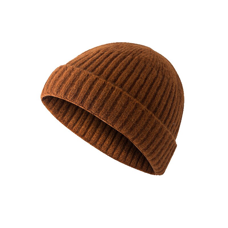 Gorrito de punto acanalado con puños para hombre y mujer, gorro corto cálido, informal, Color sólido, holgado, para invierno: orange