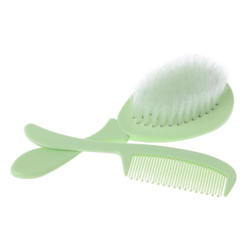 Juego de peine para bebé, cepillo para lavar el cabello, cerdas suaves, punta redonda, masaje seguro para la cabeza, cuidado , 1 Set: Verde