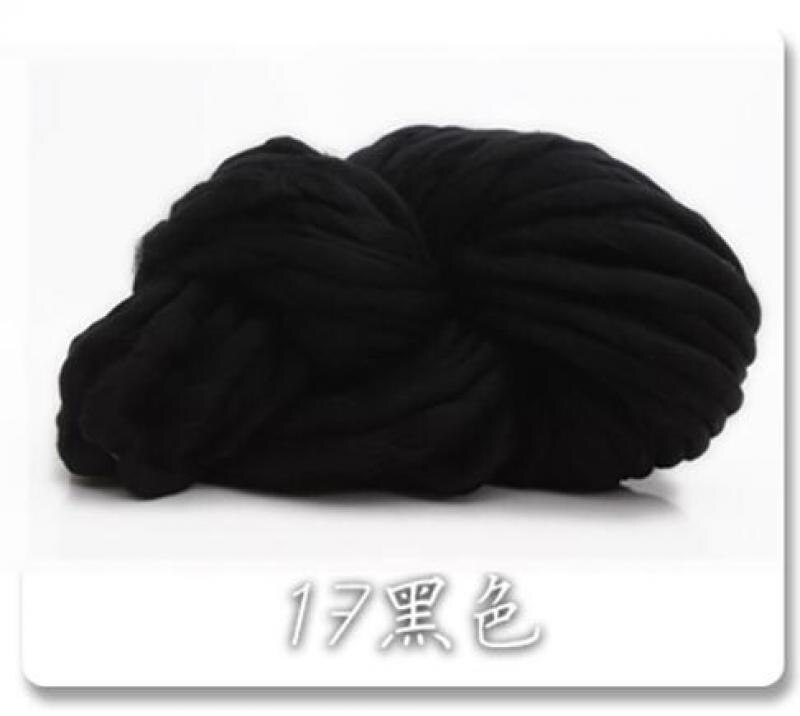 Super Chunky Merino Wool Yarn Giant Wool Extreme Knitting Arm Knitting Super Bulky Chunky Yarn for Hand knitting Polyester 500g: J black