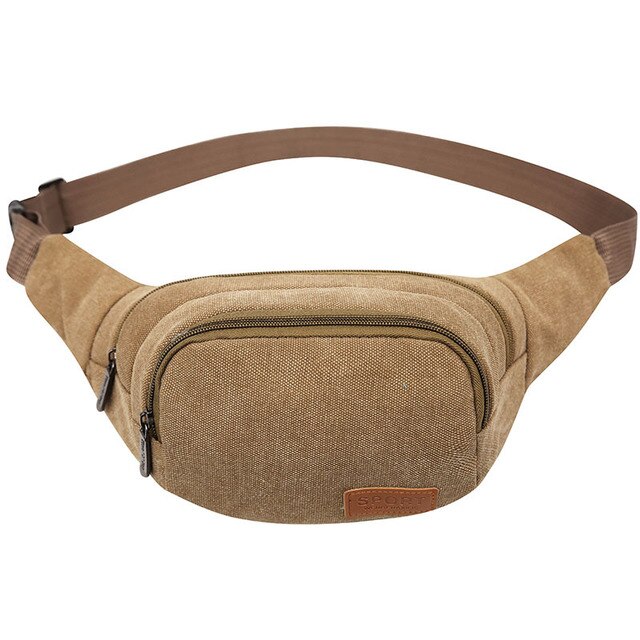 Vintage heren canvas heuptasjes heuptasje heren casual heuptasjes dames tas portemonnee kleine tassen zzq 01: Khaki