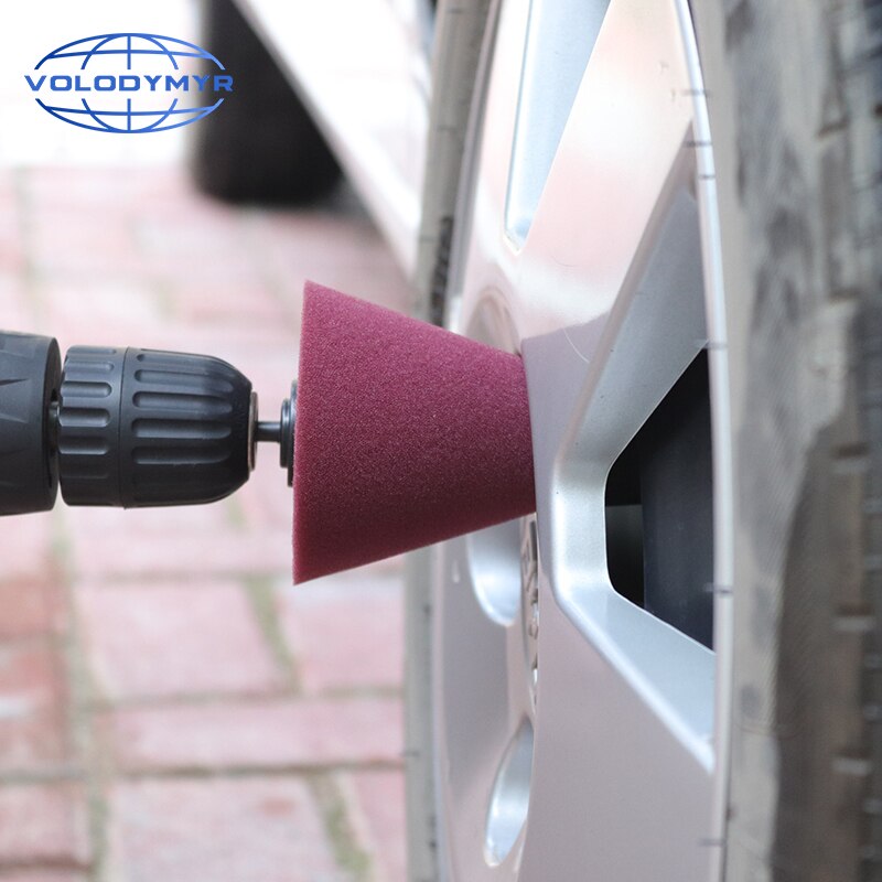 Almohadilla pulidora en forma de cono, almohadillas de pulido de 3 pulgadas para piezas irregulares, funciona con pulidor de cera, taladro eléctrico, esponja de pulido de coche