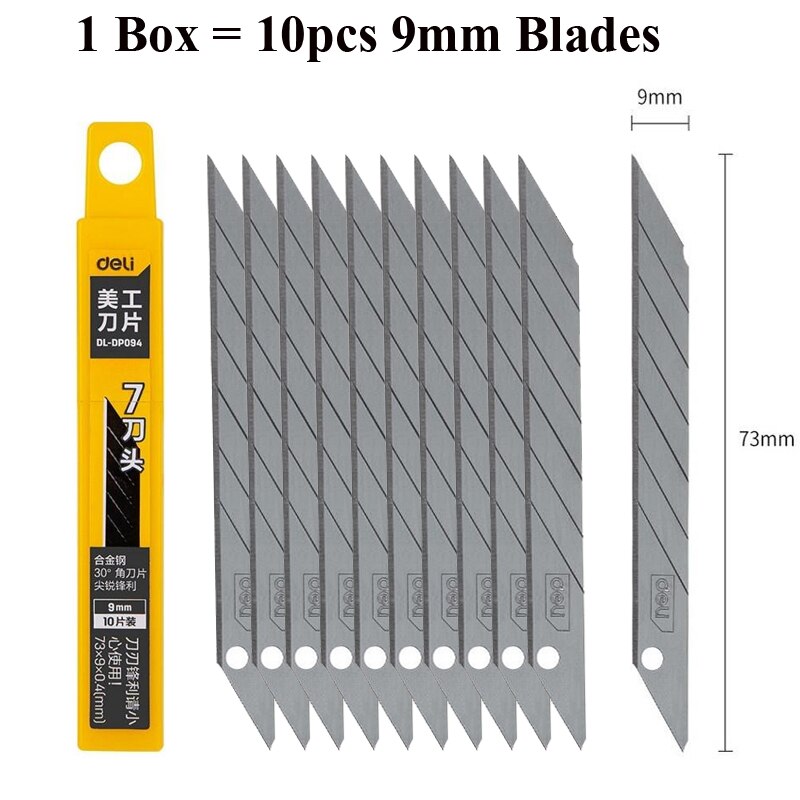 Utility Knife Replacement Blades, Snap off Replacement Knife Blades for Retractable Box Cutters and Knives, Hobby, Craft Knife: 1 Box 9mm DP094