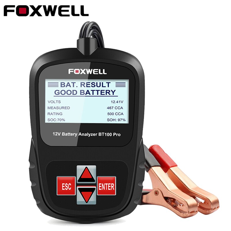 Foxwell BT100 Pro 12V Auto Batterij Tester Digitale Batterij Analyzer 100-1100CCA Diagnostics Gereedschap Voor Lood-zuur Overstroomd Agm Gel