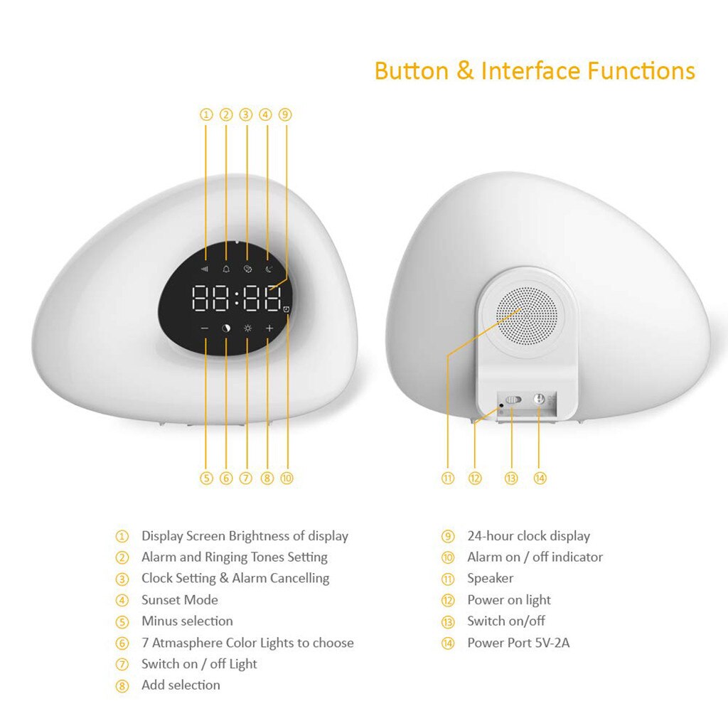Alarm Clock Wake Light With Sunrise Simulation Alarm Clock And Sunset Simulation Sleep Light 1PC Sunrise Alarm Clock