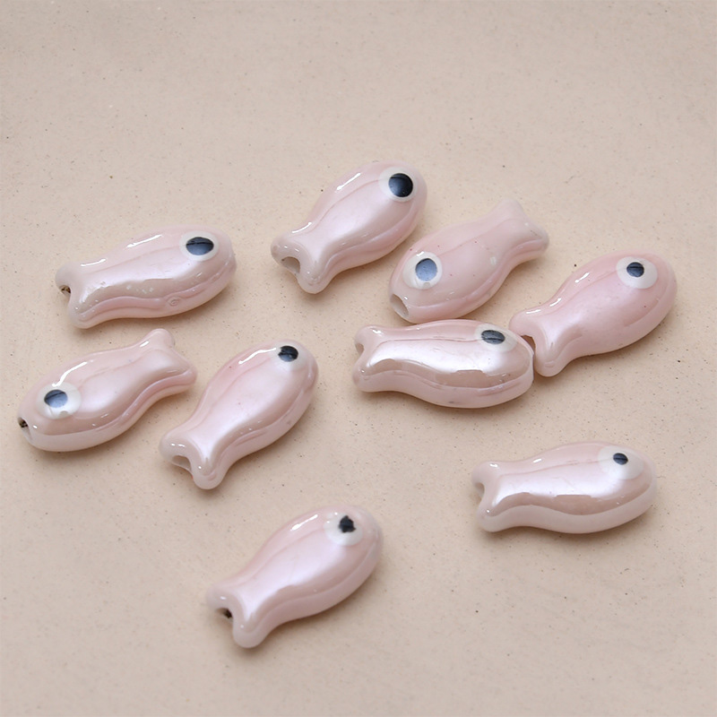 Abalorios de peces pequeños Retro, 10 piezas, espaciador de cerámica, cuentas sueltas para la fabricación de joyas, accesorios de pulsera DIY: Plata