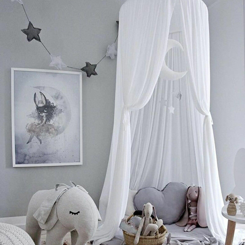 1 stk børn baby seng baldakin sengetæppe myggenet gardin sengetøj kuppeltelt værelse indretning krybbe net