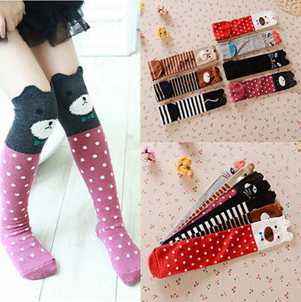 Spring Autumn Cute Cartoon Socks for Children Lovely Animal Soft Cotton Kids Baby Socks Cat Dog Toddler Girls Knee High Socks