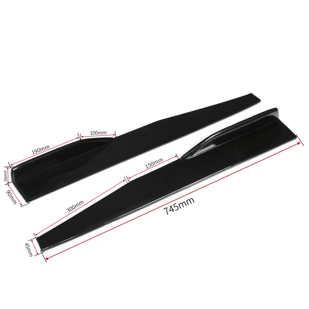 2 styks 75cm bil auto body kit sideskørter forlængelse splitter støbning trim