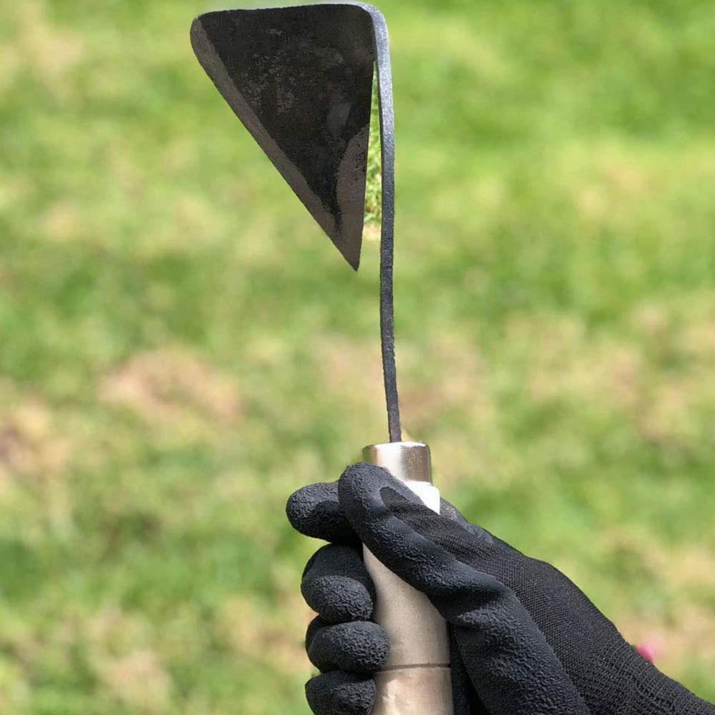 Gardening Hoe Small Wooden Handle Crooked Triangular Garden Tools Seedling Hoes Tip Digger Agriculture Multifunctional Tool C2u5